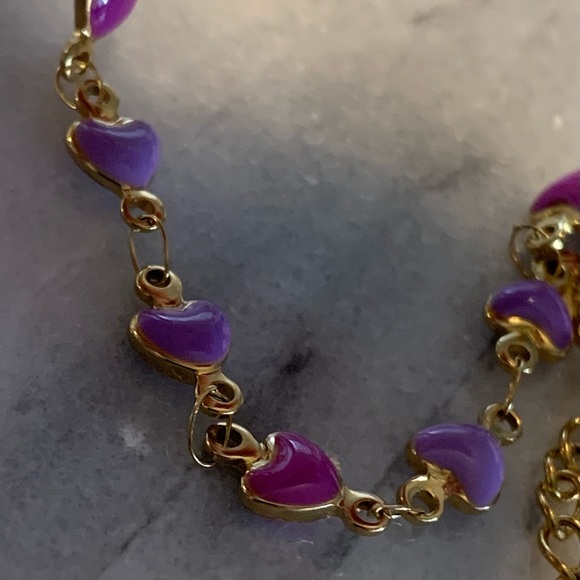Gold and Purple Heart Bracelet - Picture 2 of 2